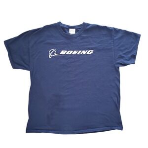 Boeing Navy Blue Logo T-Shirt Mens XL Short Sleeve‎ Cotton Aviation Graphic Tee